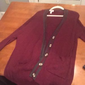 Red and gray varsity sweater